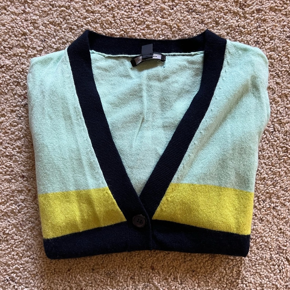 NWOT J.Crew Collection Cashmere Colorblock Cardigan - Picture 4 of 5